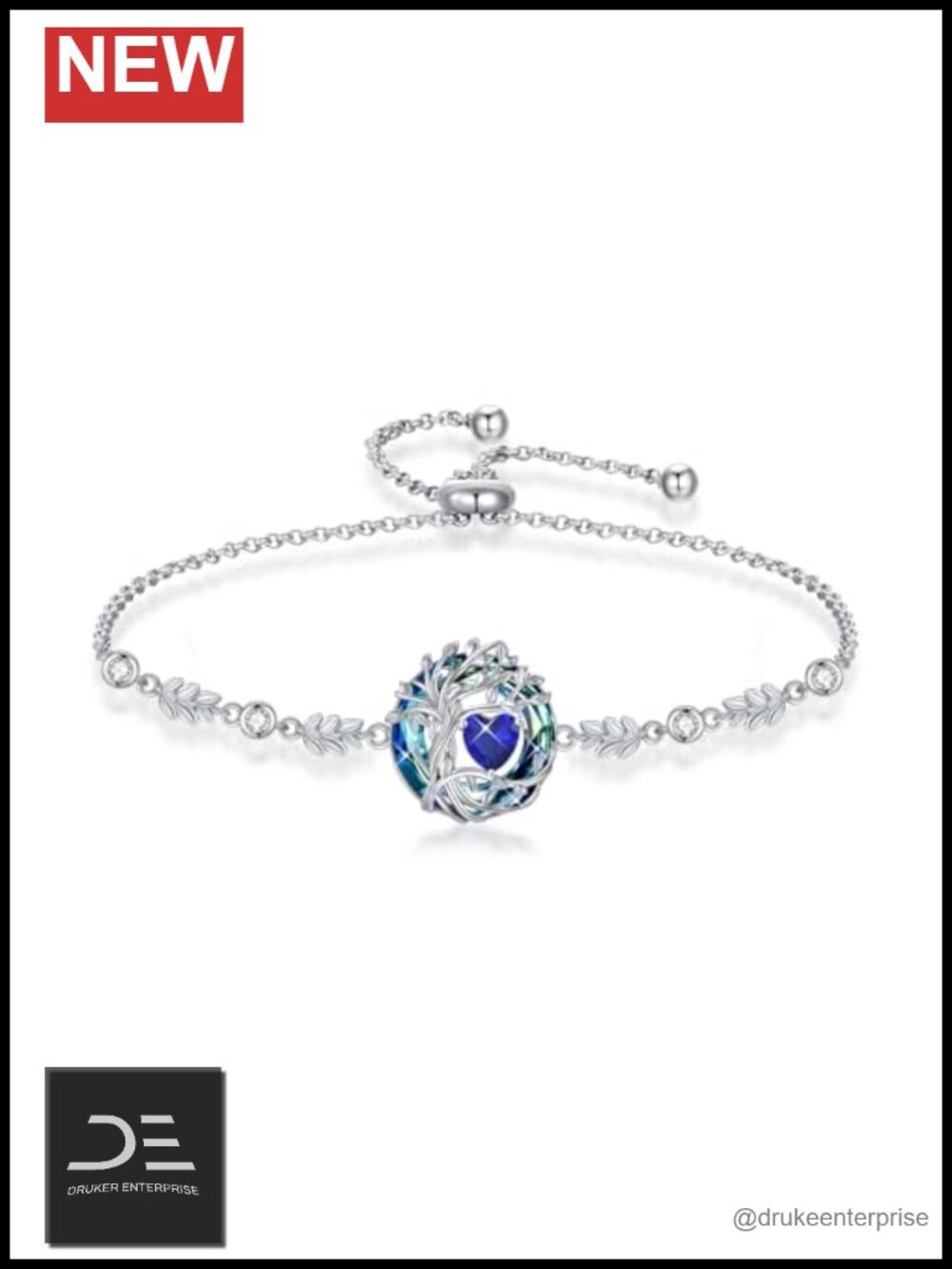 Tree of Life Birthstone Bracelet 925 Sterling Silver Crystal
